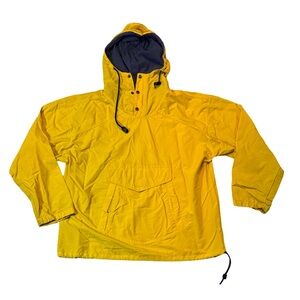 VINTAGE Gap mens XL yellow solid nylon pullover rain jacket